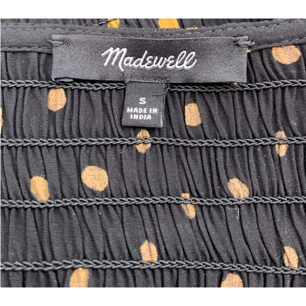 Madewell Lucie V-Neck Smocked Mini Dress in Oval Dot Orange Black S - Picture 10 of 14